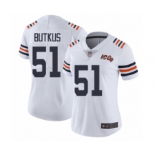 Women's Chicago Bears #51 Dick Butkus White 100th Season Limited Football Jersey
