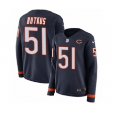 Women's Nike Chicago Bears #51 Dick Butkus Limited Navy Blue Therma Long Sleeve NFL Jersey