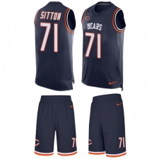 Men's Nike Chicago Bears #71 Josh Sitton Limited Navy Blue Tank Top Suit NFL Jersey