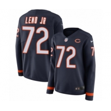 Women's Nike Chicago Bears #72 Charles Leno Limited Navy Blue Therma Long Sleeve NFL Jersey