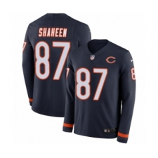 Men's Nike Chicago Bears #87 Adam Shaheen Limited Navy Blue Therma Long Sleeve NFL Jersey