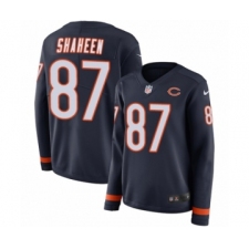 Women's Nike Chicago Bears #87 Adam Shaheen Limited Navy Blue Therma Long Sleeve NFL Jersey