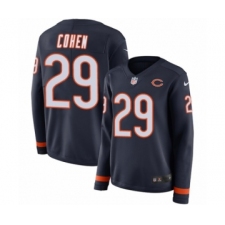 Women's Nike Chicago Bears #29 Tarik Cohen Limited Navy Blue Therma Long Sleeve NFL Jersey