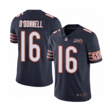 Men's Chicago Bears #16 Pat O'Donnell Navy Blue Team Color 100th Season Limited Football Jersey