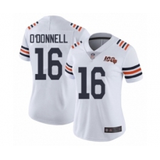 Women's Chicago Bears #16 Pat O'Donnell White 100th Season Limited Football Jersey