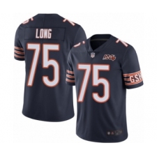 Men's Chicago Bears #75 Kyle Long Navy Blue Team Color 100th Season Limited Football Jersey