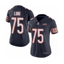 Women's Chicago Bears #75 Kyle Long Navy Blue Team Color 100th Season Limited Football Jersey