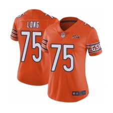 Women's Chicago Bears #75 Kyle Long Orange Alternate 100th Season Limited Football Jersey