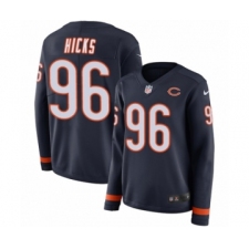 Women's Nike Chicago Bears #96 Akiem Hicks Limited Navy Blue Therma Long Sleeve NFL Jersey