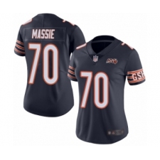 Women's Chicago Bears #70 Bobby Massie Navy Blue Team Color 100th Season Limited Football Jersey
