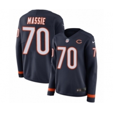 Women's Nike Chicago Bears #70 Bobby Massie Limited Navy Blue Therma Long Sleeve NFL Jersey