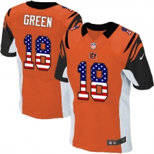 Men's Nike Cincinnati Bengals #18 A.J. Green Elite Orange Alternate USA Flag Fashion NFL Jersey