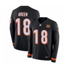 Youth Nike Cincinnati Bengals #18 A.J. Green Limited Black Therma Long Sleeve NFL Jersey