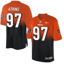 Men's Nike Cincinnati Bengals #97 Geno Atkins Elite Orange/Black Fadeaway NFL Jersey