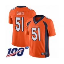 Men's Denver Broncos #51 Todd Davis Orange Team Color Vapor Untouchable Limited Player 100th Season Football Jersey