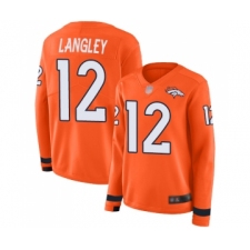 Women's Denver Broncos #12 Brendan Langley Limited Orange Therma Long Sleeve Football Jersey