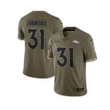 Men's Denver Broncos #31 Justin Simmons 2022 Olive Salute To Service Limited Stitched Jersey