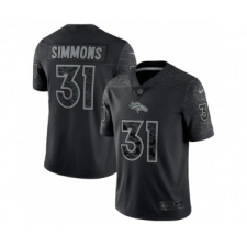 Men's Denver Broncos #31 Justin Simmons Black Reflective Limited Stitched Football Jersey