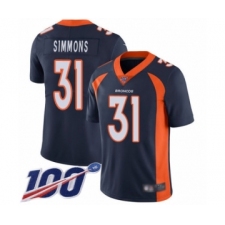 Men's Denver Broncos #31 Justin Simmons Navy Blue Alternate Vapor Untouchable Limited Player 100th Season Football Jersey