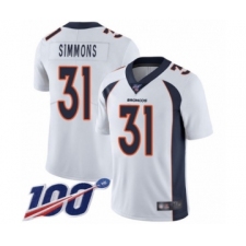 Men's Denver Broncos #31 Justin Simmons White Vapor Untouchable Limited Player 100th Season Football Jersey