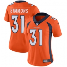 Women's Nike Denver Broncos #31 Justin Simmons Elite Orange Team Color NFL Jersey