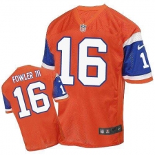 Men's Nike Denver Broncos #16 Bennie Fowler Elite Orange Throwback NFL Jersey