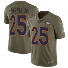 Men's Nike Denver Broncos #25 Chris Harris Jr Limited Olive 2017 Salute to Service NFL Jersey