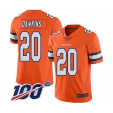 Men's Denver Broncos #20 Brian Dawkins Limited Orange Rush Vapor Untouchable 100th Season Football Jersey