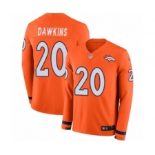 Youth Nike Denver Broncos #20 Brian Dawkins Limited Orange Therma Long Sleeve NFL Jersey