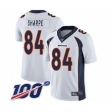 Men's Denver Broncos #84 Shannon Sharpe White Vapor Untouchable Limited Player 100th Season Football Jersey