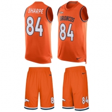 Men's Nike Denver Broncos #84 Shannon Sharpe Limited Orange Tank Top Suit NFL Jersey