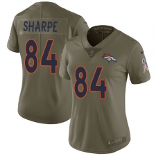 Women's Nike Denver Broncos #84 Shannon Sharpe Limited Olive 2017 Salute to Service NFL Jersey