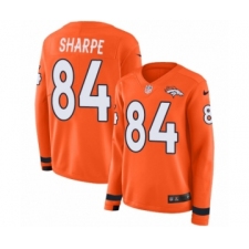 Women's Nike Denver Broncos #84 Shannon Sharpe Limited Orange Therma Long Sleeve NFL Jersey