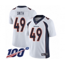 Men's Denver Broncos #49 Dennis Smith White Vapor Untouchable Limited Player 100th Season Football Jersey