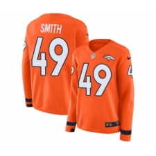 Women's Nike Denver Broncos #49 Dennis Smith Limited Orange Therma Long Sleeve NFL Jersey