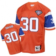 Mitchell And Ness Denver Broncos #30 Terrell Davis Orange Authentic Throwback NFL Jersey