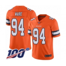 Men's Denver Broncos #94 DeMarcus Ware Limited Orange Rush Vapor Untouchable 100th Season Football Jersey