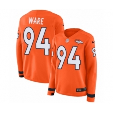 Women's Nike Denver Broncos #94 DeMarcus Ware Limited Orange Therma Long Sleeve NFL Jersey
