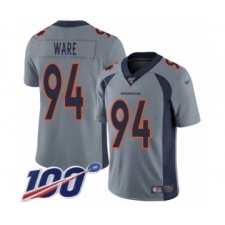 Youth Denver Broncos #94 DeMarcus Ware Limited Silver Inverted Legend 100th Season Football Jersey