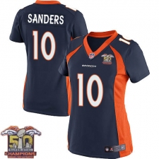 Women's Nike Denver Broncos #10 Emmanuel Sanders Elite Navy Blue Alternate Super Bowl 50 Champions NFL Jersey