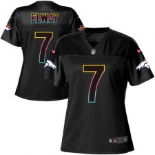 Women's Nike Denver Broncos #7 John Elway Game Black Fashion NFL Jersey