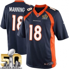 Men's Nike Denver Broncos #18 Peyton Manning Limited Navy Blue Alternate Super Bowl 50 Bound NFL Jersey
