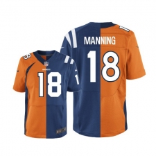 Men's Nike Denver Broncos #18 Peyton Manning Limited Navy Blue/White Split Fashion NFL Jersey