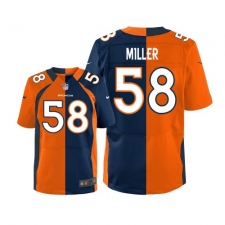 Men's Nike Denver Broncos #58 Von Miller Elite Orange/Navy Split Fashion NFL Jersey