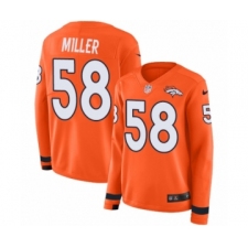 Women's Nike Denver Broncos #58 Von Miller Limited Orange Therma Long Sleeve NFL Jersey