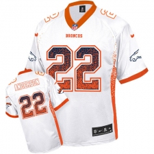 Men's Nike Denver Broncos #22 C.J. Anderson Elite White Drift Fashion NFL Jersey