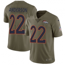 Men's Nike Denver Broncos #22 C.J. Anderson Limited Olive 2017 Salute to Service NFL Jersey