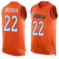Men's Nike Denver Broncos #22 C.J. Anderson Limited Orange Player Name & Number Tank Top NFL Jersey