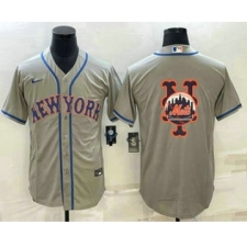 Men's New York Mets Big Logo Grey Cool Base Stitched Baseball Jerseys
