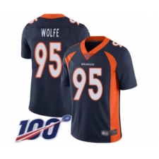 Men's Denver Broncos #95 Derek Wolfe Navy Blue Alternate Vapor Untouchable Limited Player 100th Season Football Jersey